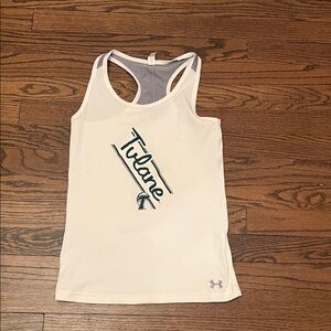 TULANE Under Armour Women's White Tank Top with Green Logo
